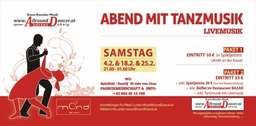 Casino Mond Samstag ab 4.2. + 18.2. + 25.2. ab 21.00